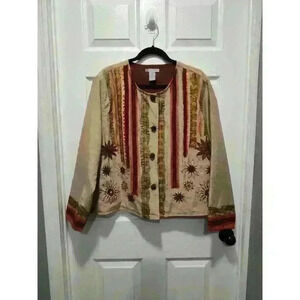 Half Moon Bay‎ Button Up Jacket Embroidered Patterns Size XL